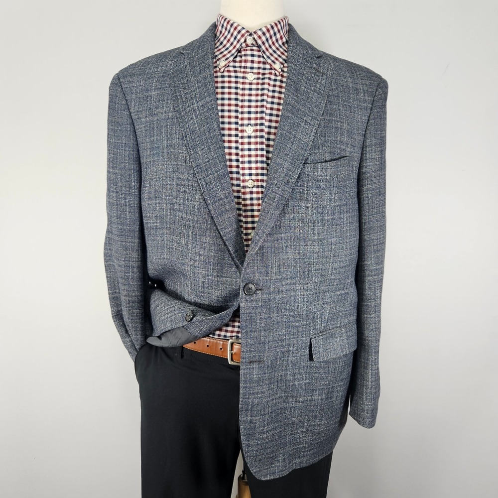 Daniel Cremieux Men's Sport Coat Blazer Two Button Blue Plaid 100% Viscose 44R‎